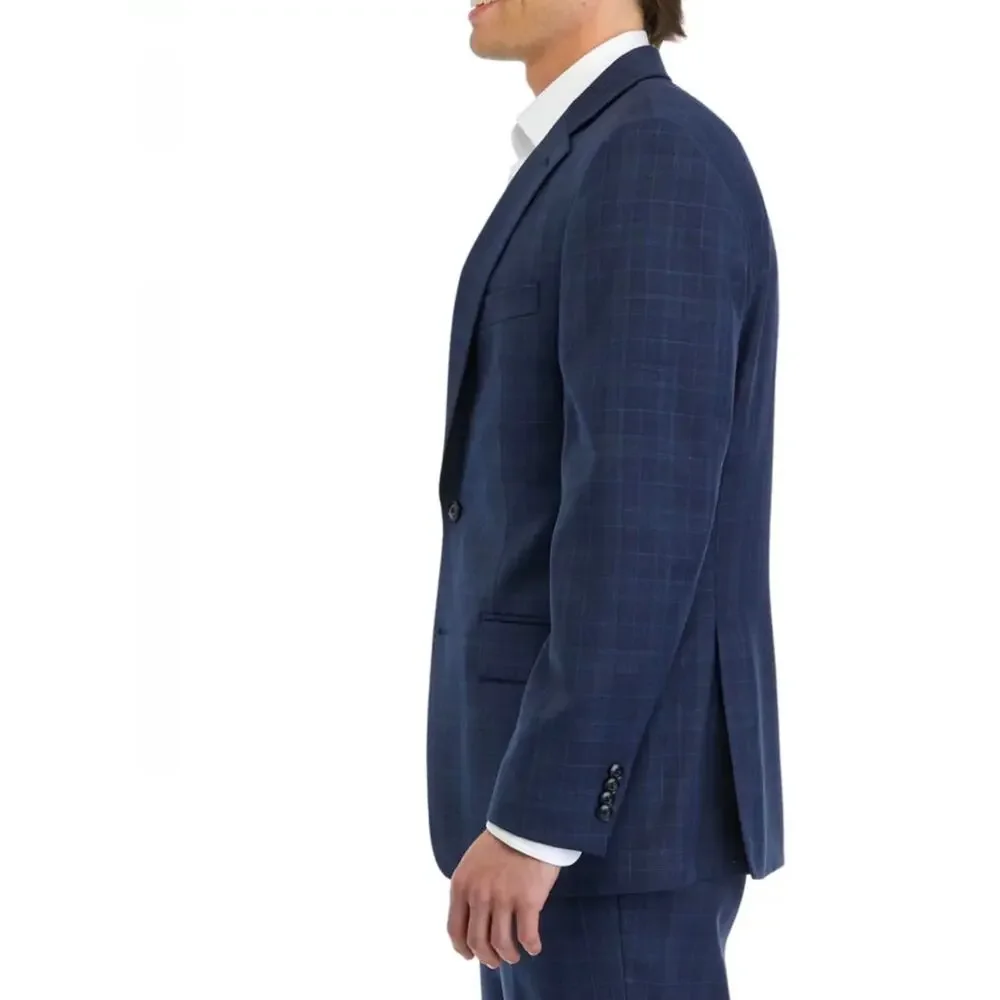 Michael kors blue plaid suit jacket size 38 S